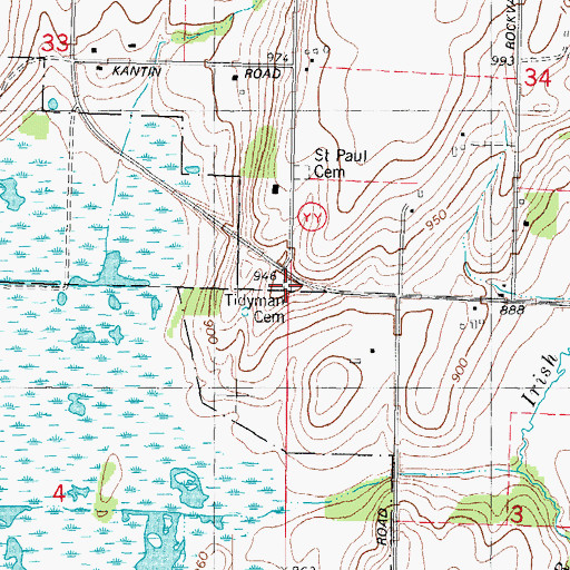 Topographic Map of Tidyman Cemetery, WI