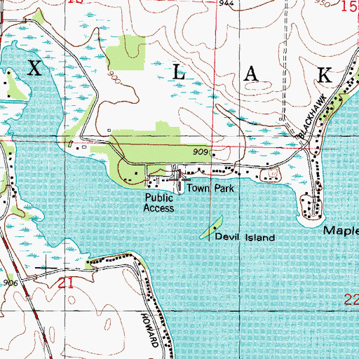Topographic Map of Town Park, WI