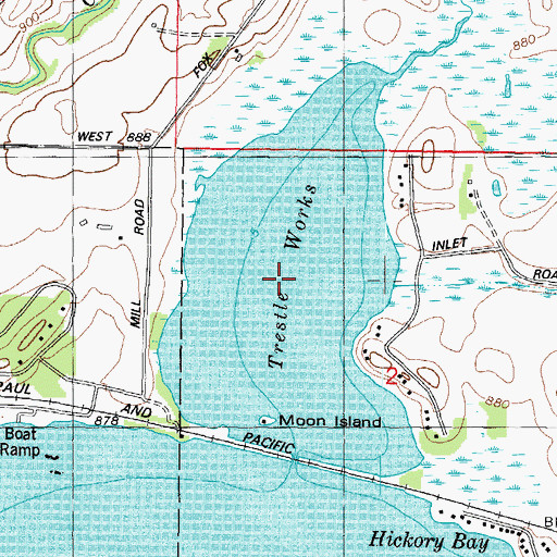 Topographic Map of Trestle Works, WI