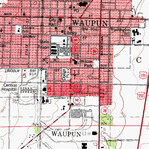Topographic Map of Trinity Reformed Church, WI