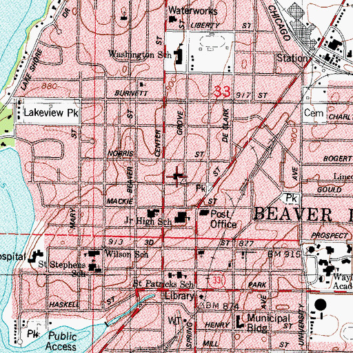 Topographic Map of Trinity United Methodist Church, WI