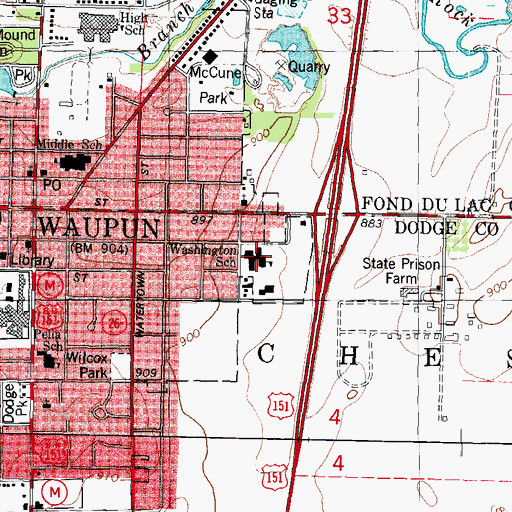 Topographic Map of Washington Elementary School, WI