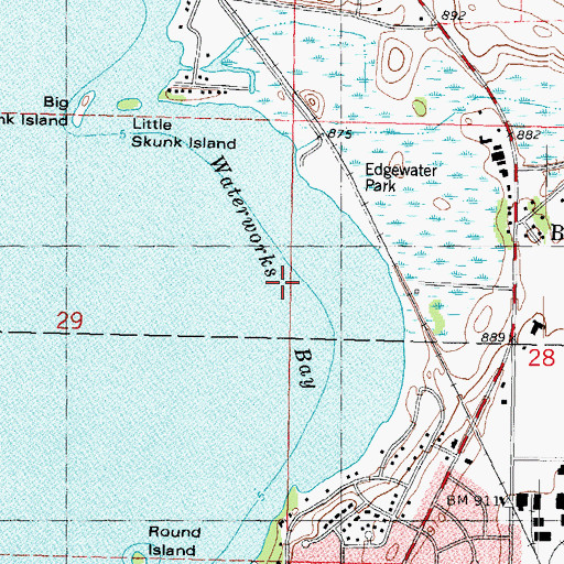Topographic Map of Waterworks Bay, WI