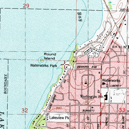 Topographic Map of Waterworks Park, WI