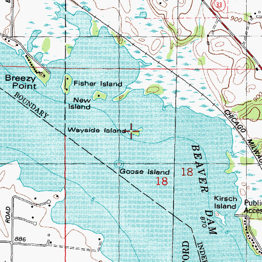 Topographic Map of Wayside Island, WI