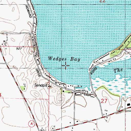 Topographic Map of Wedges Bay, WI