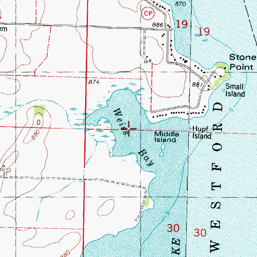 Topographic Map of Weiss Bay, WI