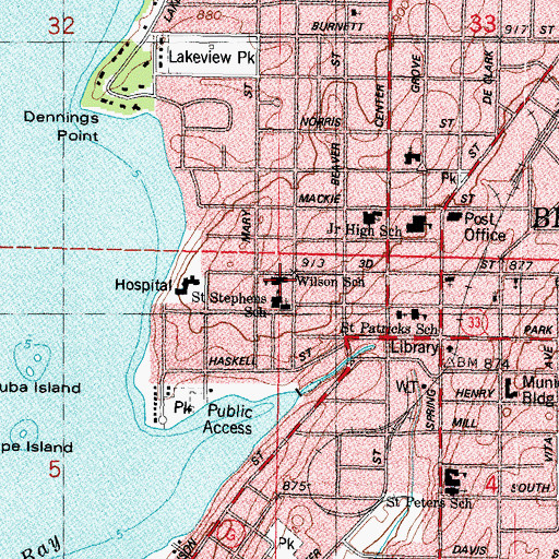 Topographic Map of Wilson Elementary School, WI