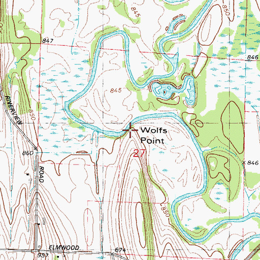 Topographic Map of Wolfs Point, WI
