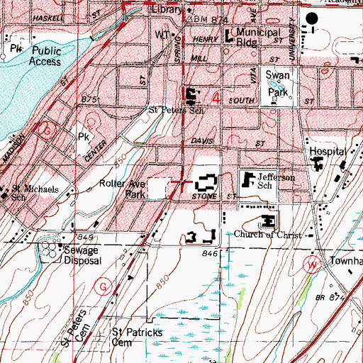 Topographic Map of Zion Pentecostal Tabernacle Church, WI