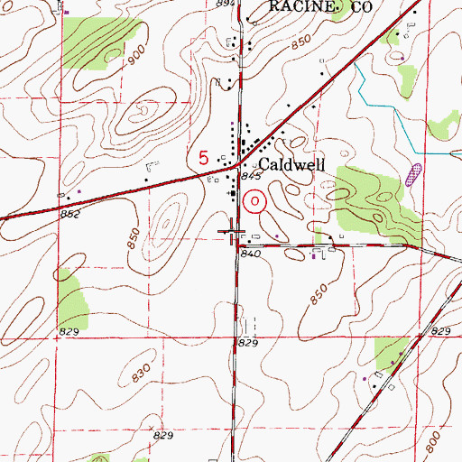 Topographic Map of Caldwell Elementary School, WI