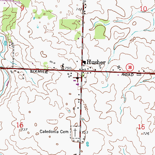 Topographic Map of Caledonia Town Hall, WI