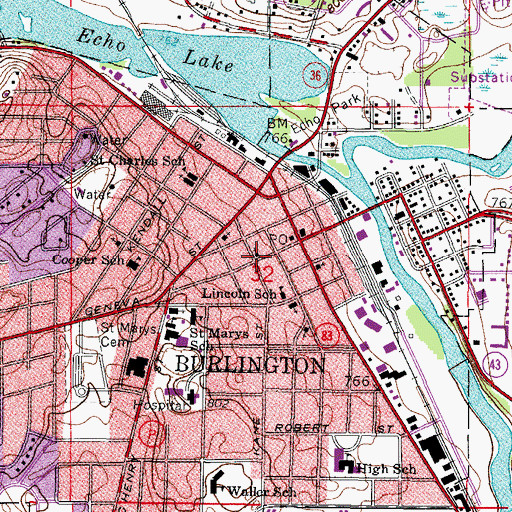 Topographic Map of Cross Evangelical Lutheran Church, WI