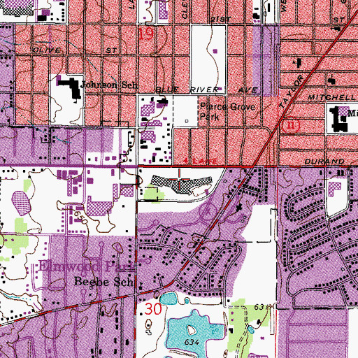 Topographic Map of Elmwood Plaza Shopping Center, WI