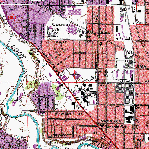 Topographic Map of Gilmore Middle School, WI