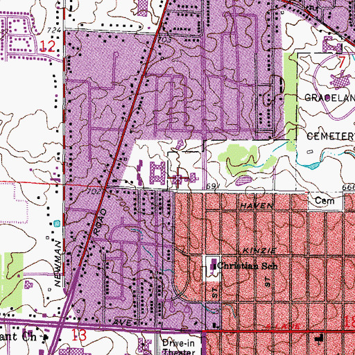Topographic Map of Goodland Elementary School, WI