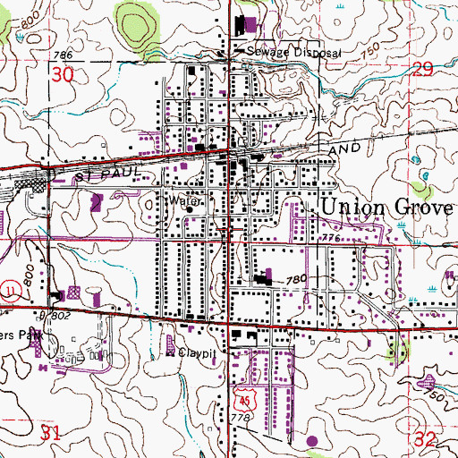 Topographic Map of Graham Public Library, WI