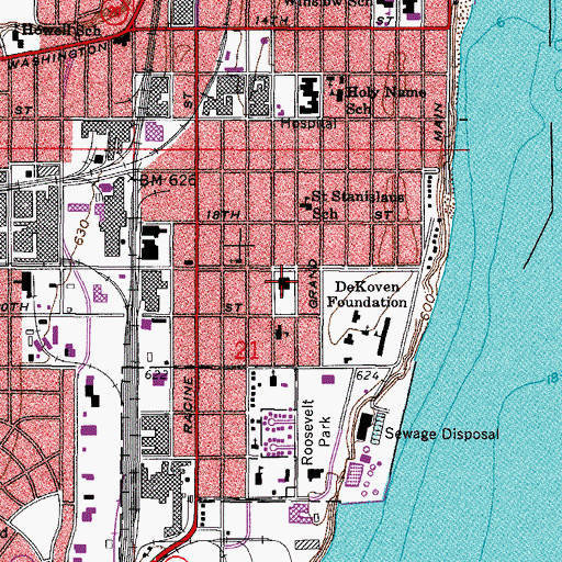 Topographic Map of Fine Arts Elementary School, WI