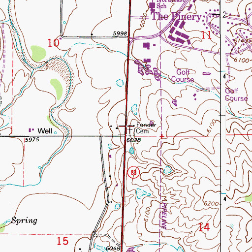 Topographic Map of Fonder Cemetery, CO