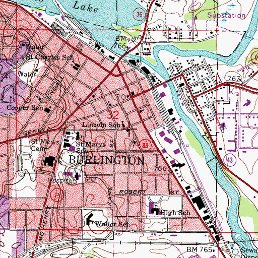 Topographic Map of First Methodist Church, WI