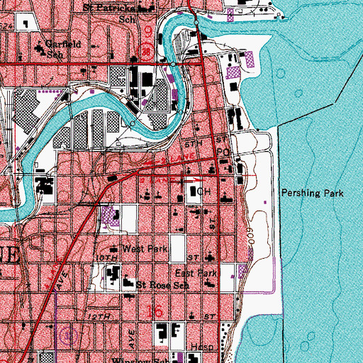 Topographic Map of First Presbyterian Church, WI