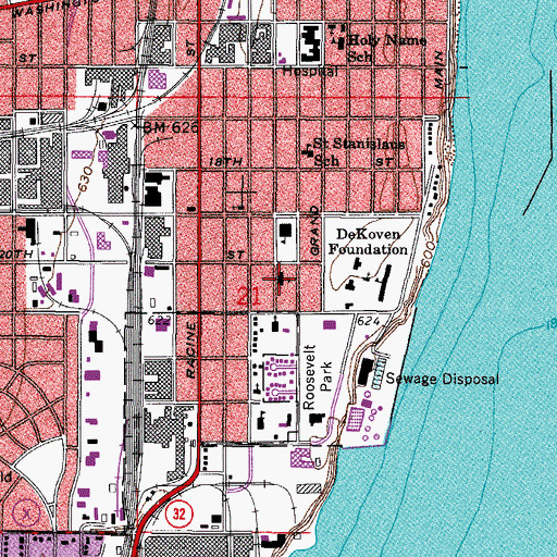Topographic Map of Racine Early Education Center, WI