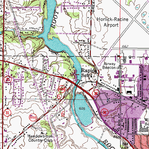 Topographic Map of Horlick Mill, WI
