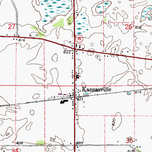 Topographic Map of Kansasville Elementary School, WI