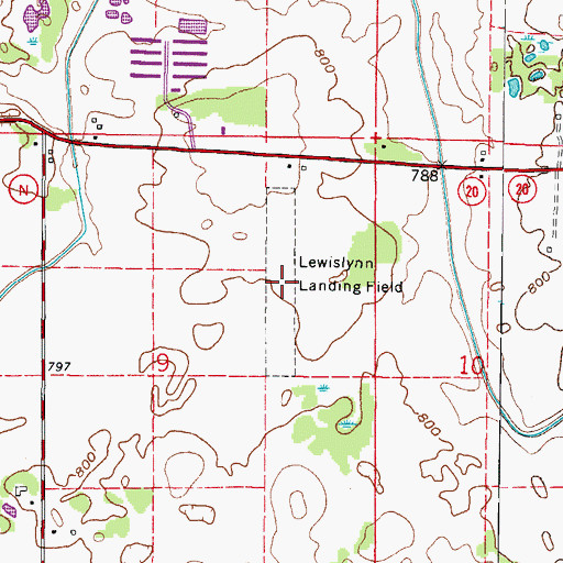 Topographic Map of Lewislynn Landing Field (historical), WI