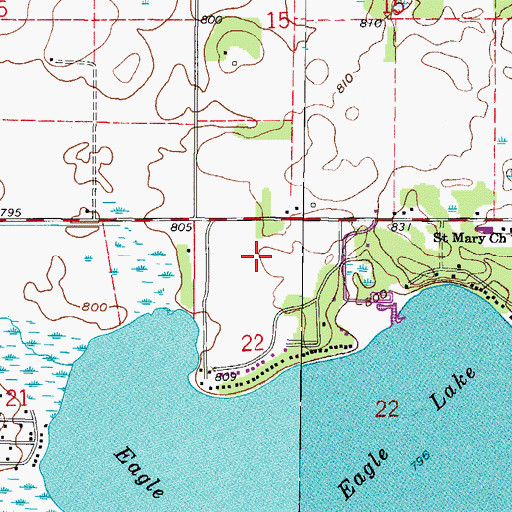 Topographic Map of Lorimar Estates, WI