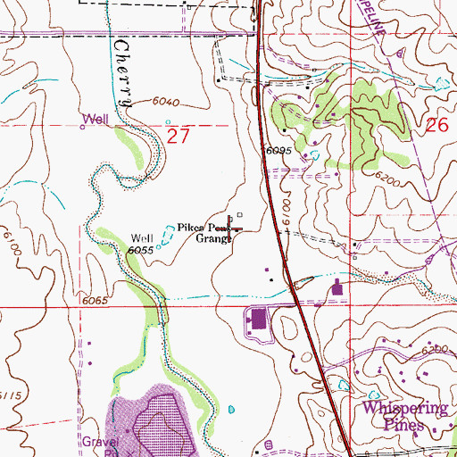 Topographic Map of Pikes Peak Grange, CO