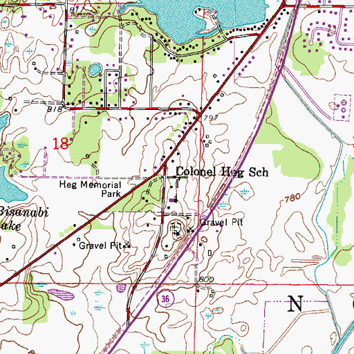 Topographic Map of Norway Town Hall, WI