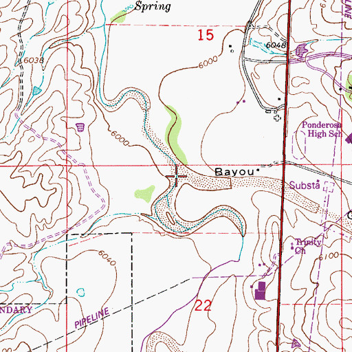 Topographic Map of Bayou Gulch, CO