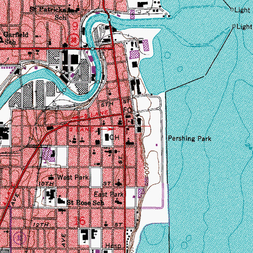 Topographic Map of Racine Public Library, WI