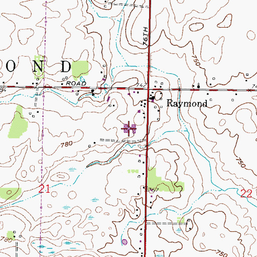 Topographic Map of Raymond School, WI