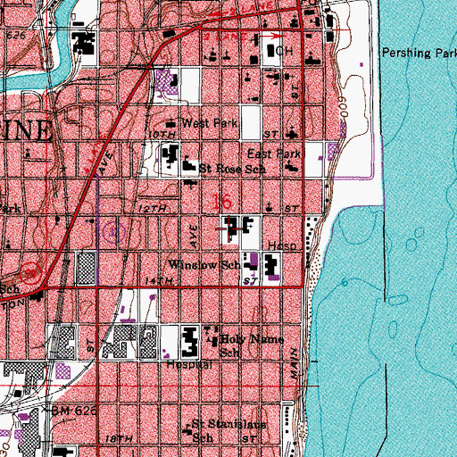 Topographic Map of Saint Catherines High School, WI