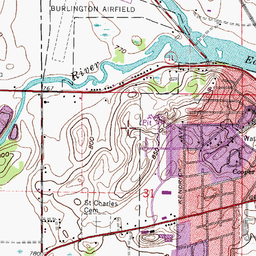 Topographic Map of Saint Charles Catholic Church, WI