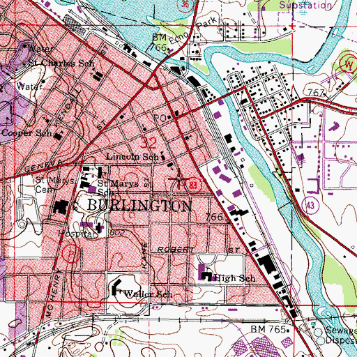 Topographic Map of Saint Johns Episcopal Church, WI