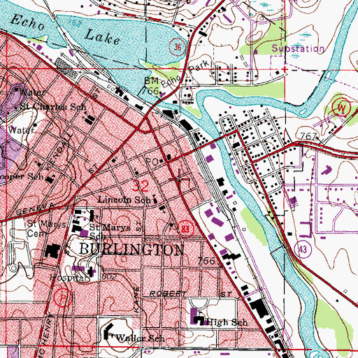 Topographic Map of Saint Johns Evangelical Lutheran Church, WI