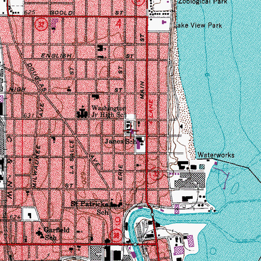 Topographic Map of Saint John's Lutheran School, WI