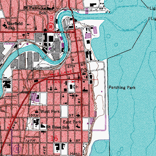 Topographic Map of Saint Lukes Episcopal Church, WI