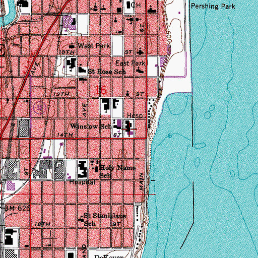Topographic Map of Wheaton Franciscan Healthcare - All Saints Wisconsin Avenue Campus, WI