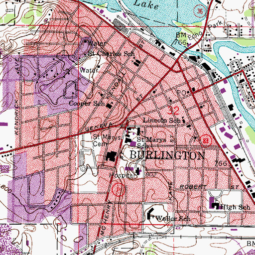 Topographic Map of Saint Marys Catholic Church, WI