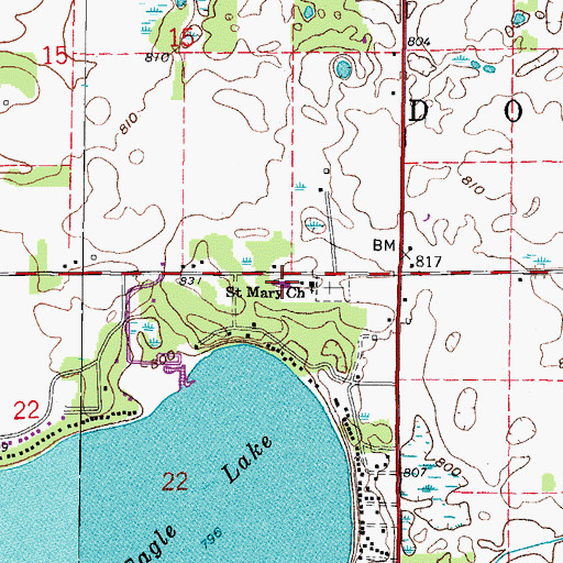 Topographic Map of Dover Center School, WI