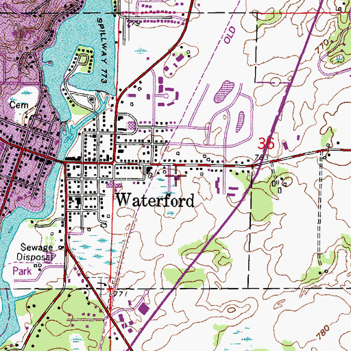 Topographic Map of Saint Peters Lutheran Church, WI