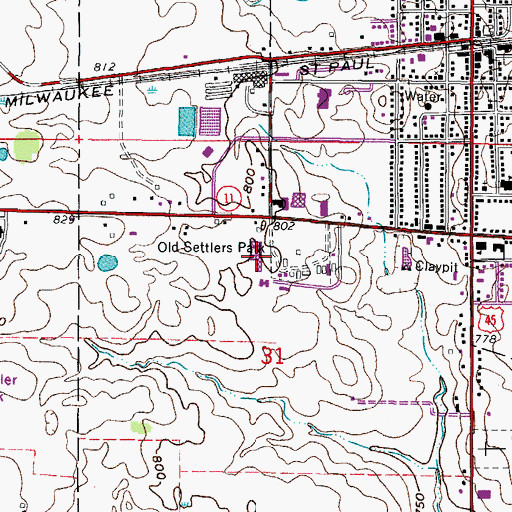 Topographic Map of Shepherds Home and School, WI