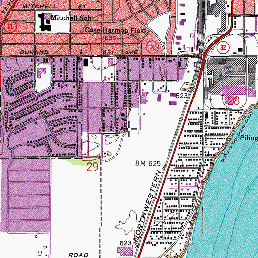 Topographic Map of Sheridan Woods Park, WI