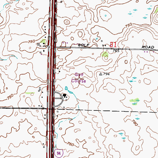 Topographic Map of South Hills Country Club, WI