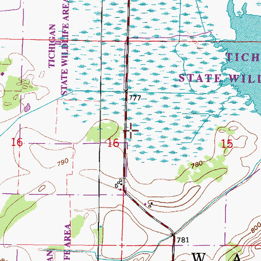 Topographic Map of Tichigan State Wildlife Area, WI