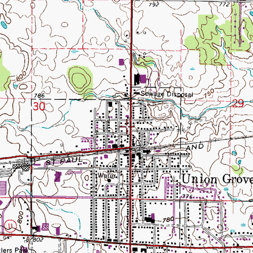 Topographic Map of Town of Yorkville Office, WI